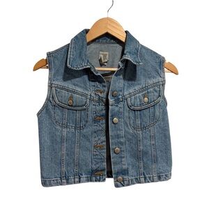 2/$25 GAP Light Blue Cropped Denim Vest with Buttons 100% Cotton